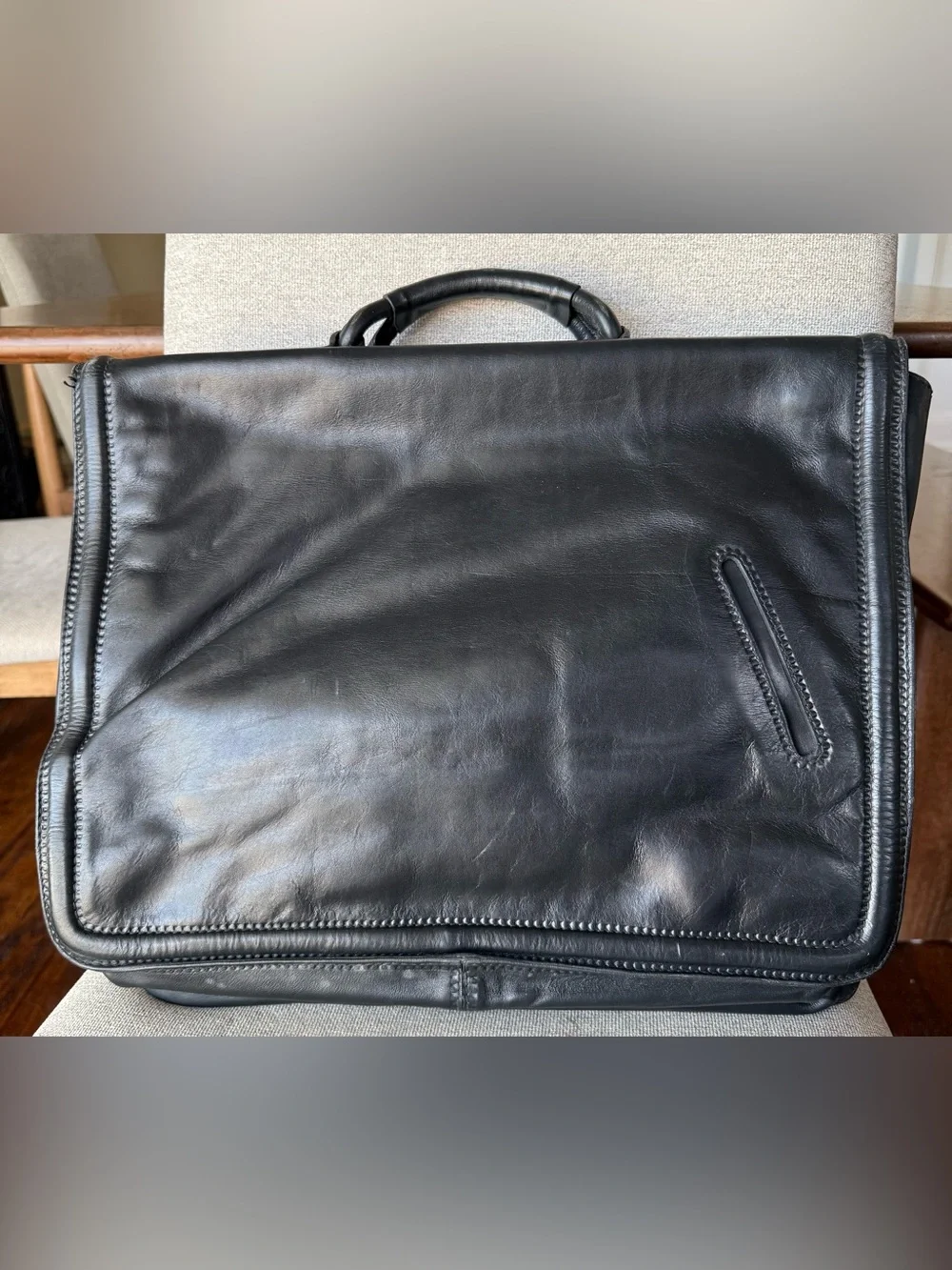 Vintage Bally Italy Black Leather Briefcase Attaché Brass Lock & Original Key